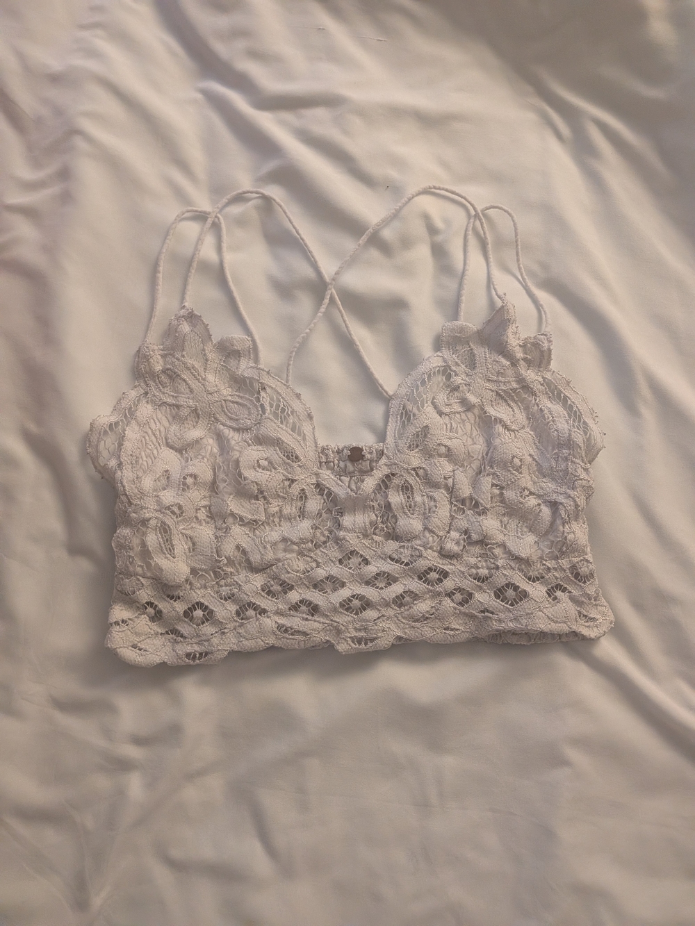 Free People Lace Bralette Top in White in Medium